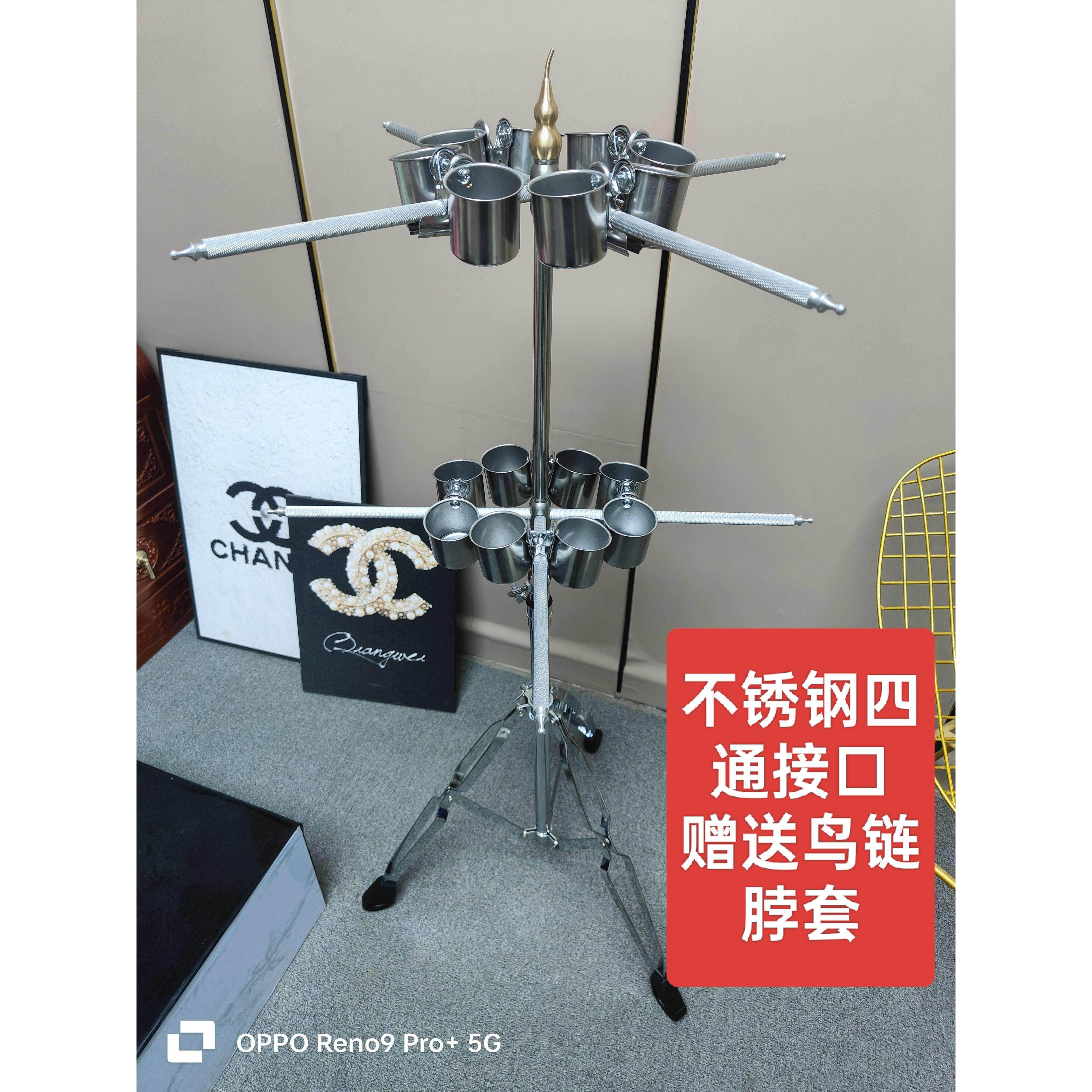 便携站架鹦鹉训练八鸟站架不锈钢滚花磨爪棒站杠落地鸟架站架户外