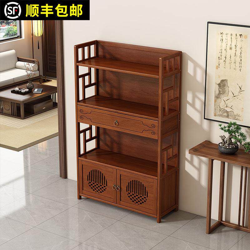 中式实木置物架仿古博古架带抽屉储物柜书房书架茶室陈列置物架