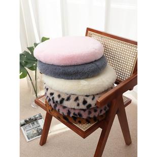 兔毛绒圆形椅垫学生记忆棉凳子圆垫屁股垫子餐椅垫冬季办公室坐垫