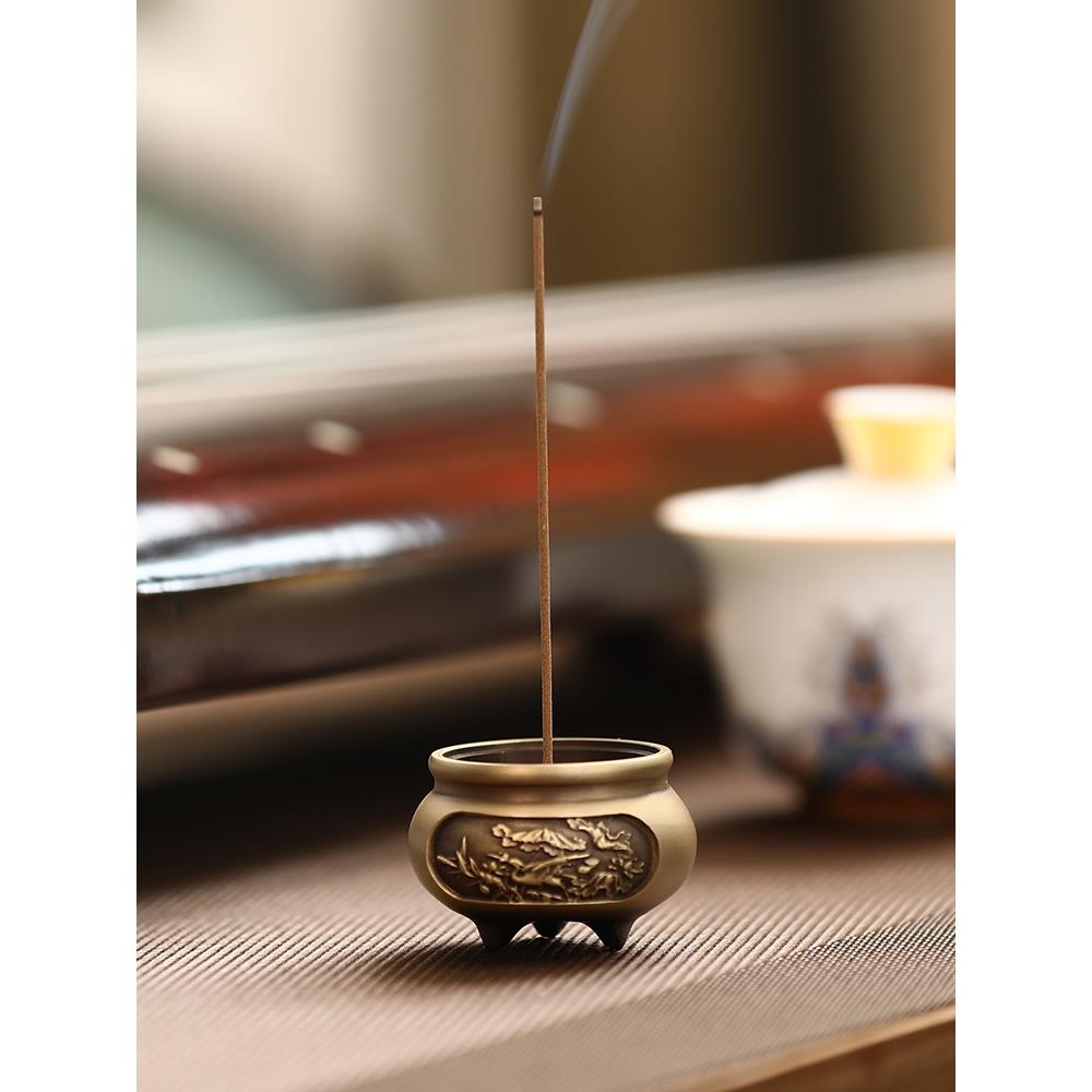 香炉小号把玩袖珍迷你家用全铜香薰炉 室内线香插香座塔香香托