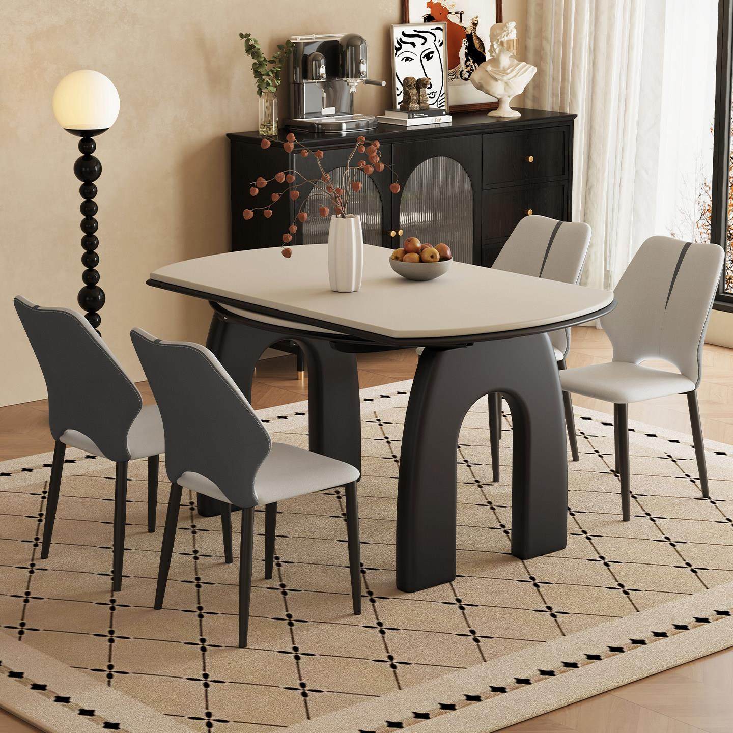 实木岩板餐桌椅组合家用小户型可伸缩折叠现代简约方圆两用吃饭桌,住宅家具,岩板餐桌,淘宝优惠券,粉丝福利购,淘宝优惠卷