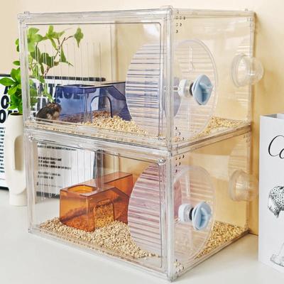 仓鼠二层别墅网红小宠物仓鼠笼子双人间分开 压克力分居豪华饲养