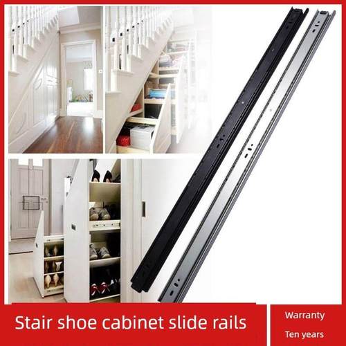 加厚长楼梯底鞋柜滑轨榻榻米抽屉三段式滑轨1.12米