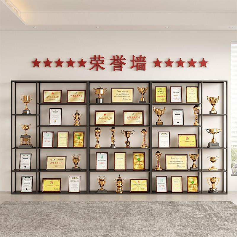 荣誉墙展示架办公室奖牌奖杯产品展示柜样品架铁艺落地置物架书架图片
