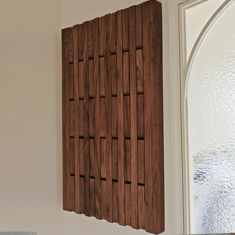 墙面装饰挂钩黑胡桃木条衣帽钩实木墙壁壁挂北欧简约玄关置物架子