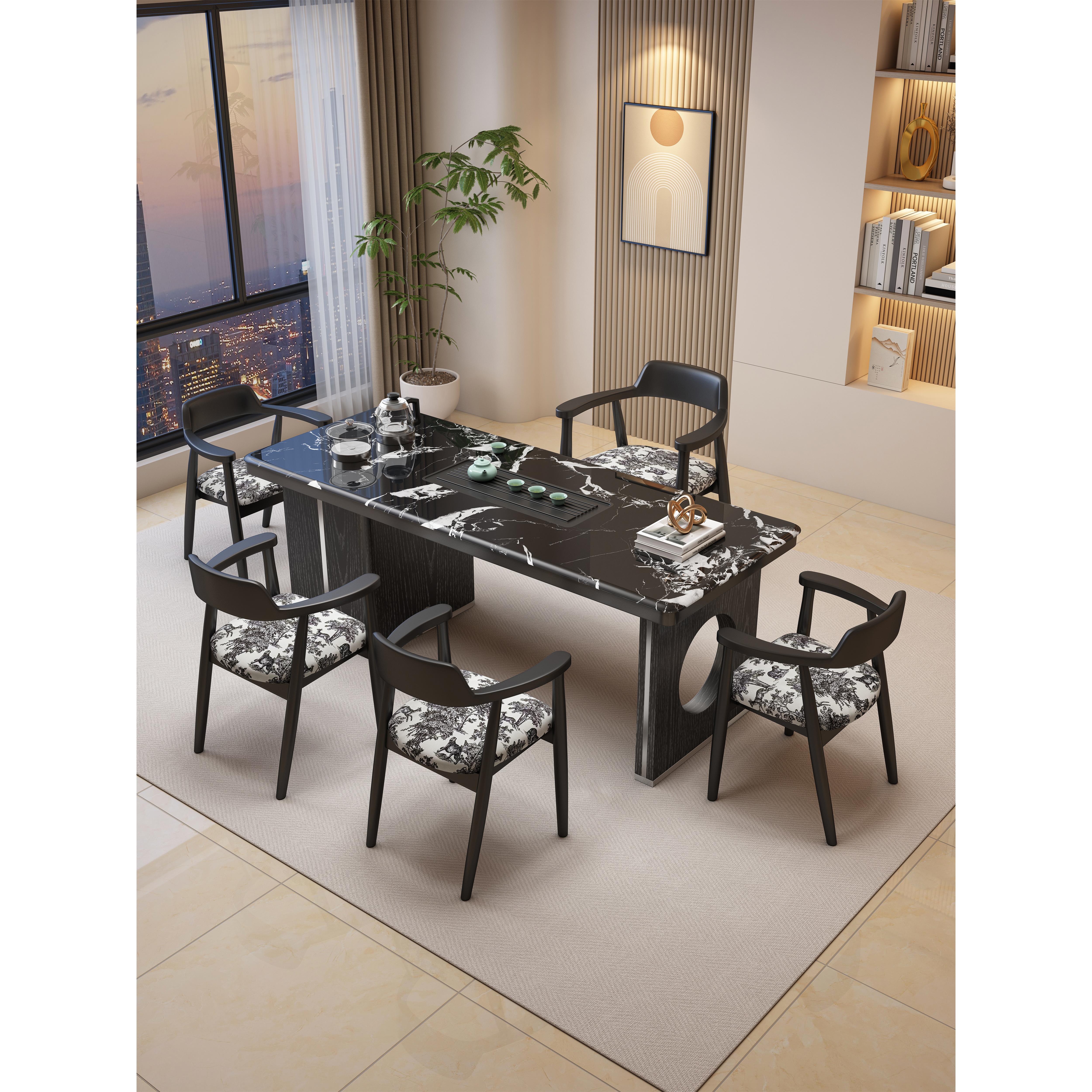 高级微晶石茶桌椅组合简约客厅家用阳台小户型岩板茶几办公室茶台