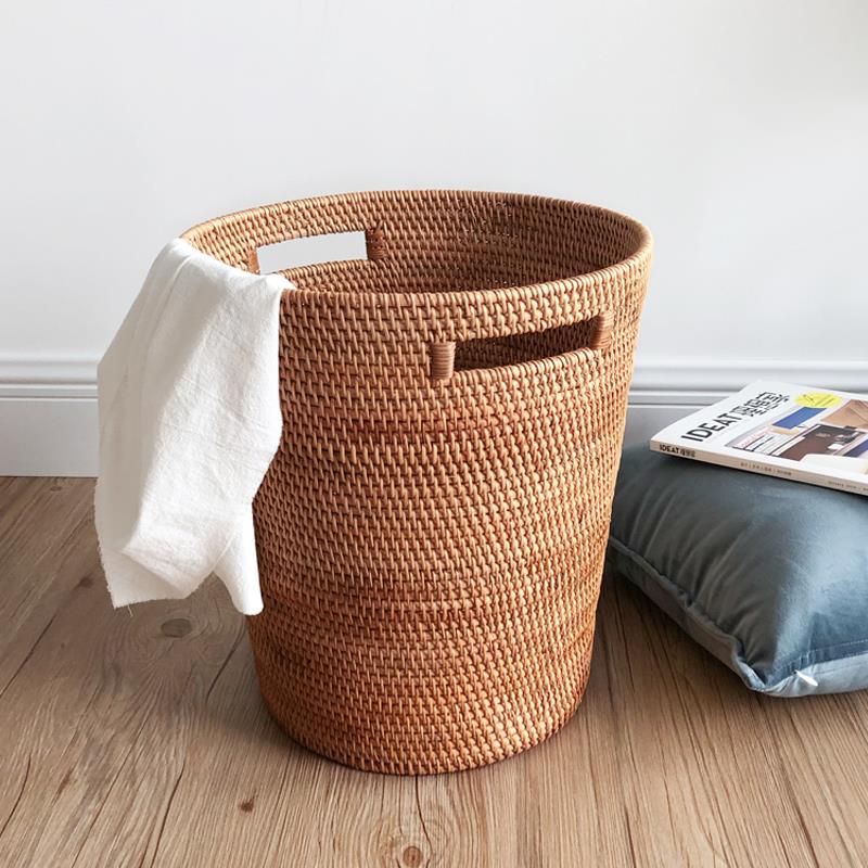 越南秋藤编洗衣篮脏衣服收纳筐衣物脏衣桶大号家用编织储物篓简约