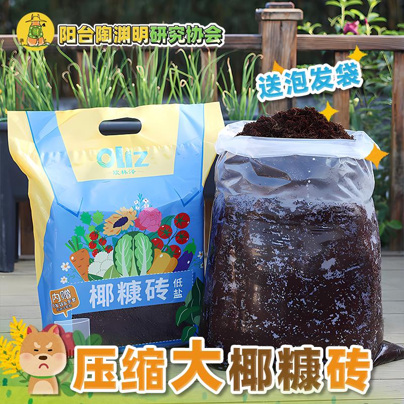 低盐椰砖椰糠椰土养花种菜脱盐育苗孵化养龟4.5kg大压缩椰糠阳台