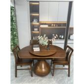 高端黑胡桃伸缩餐桌组合 实木圆桌 彷古方形家居方圆两用折叠式