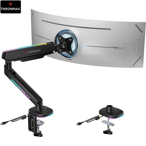 Thronmax酋图MX100 桌面显示器机械臂支架14KG曲直面电脑屏幕悬臂