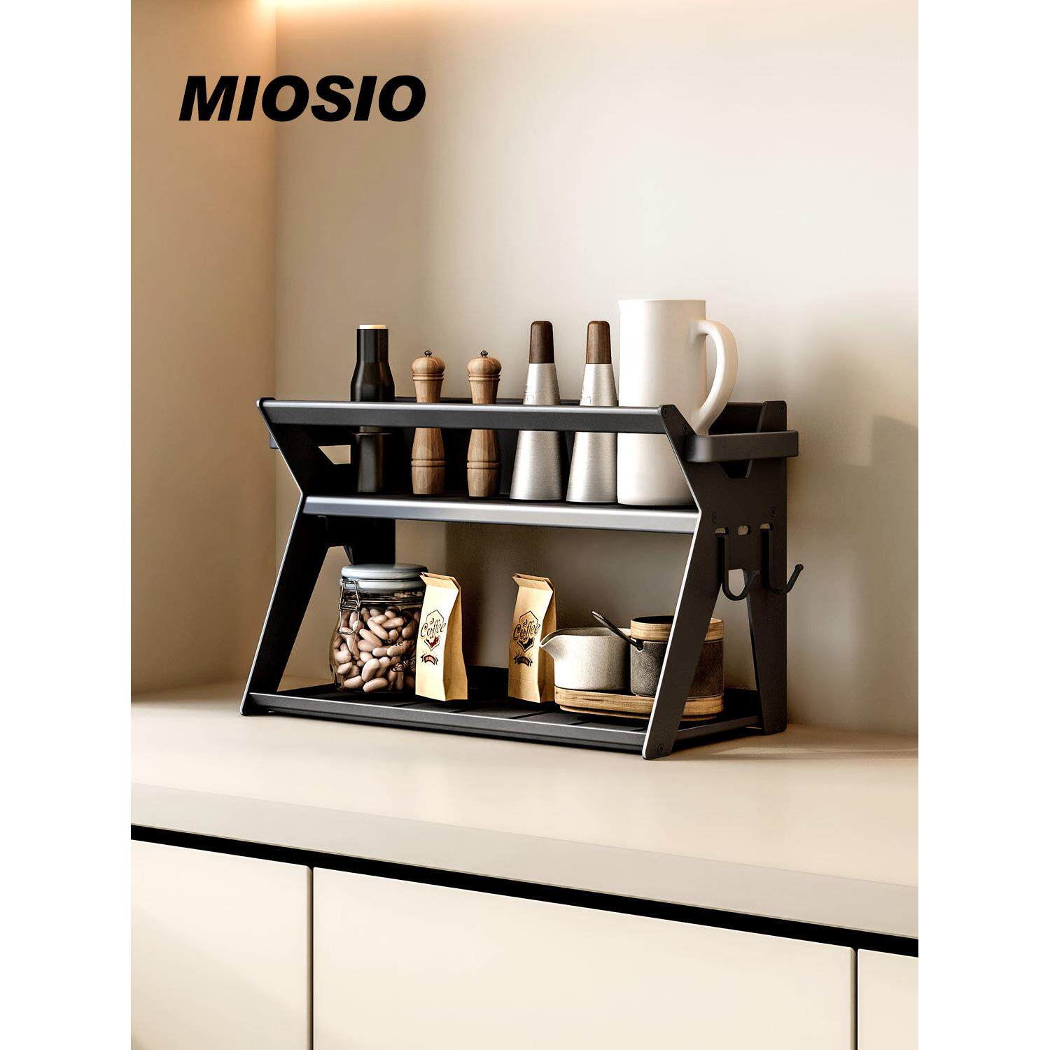 空间铝双层厨房储物架调味品多功能储物架壁挂式厨房和浴室架