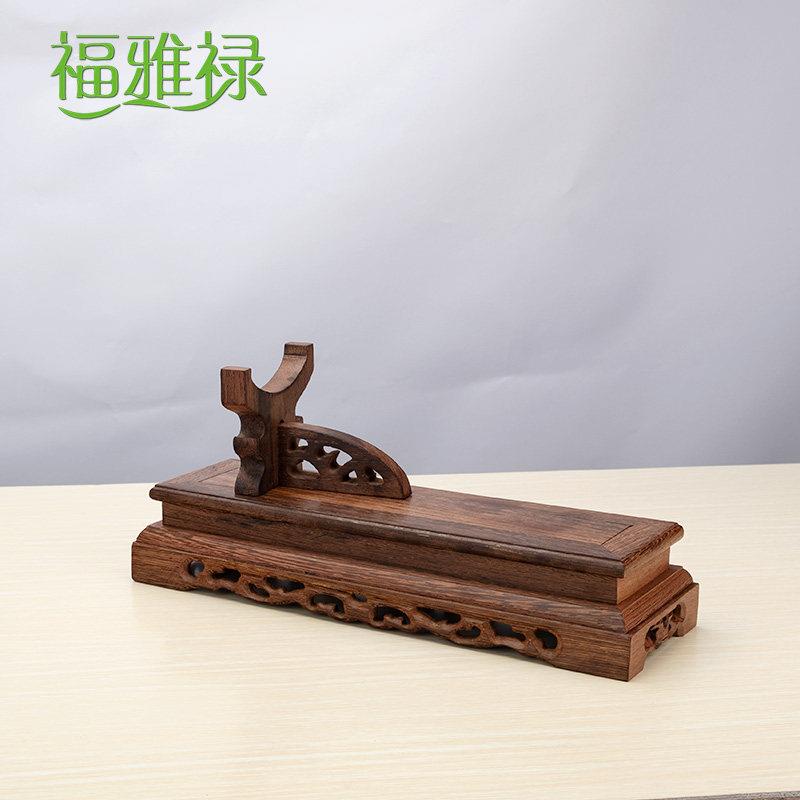 福雅禄玉如意摆件专用红木底座鸡翅木工艺礼品摆饰方形底座百财人