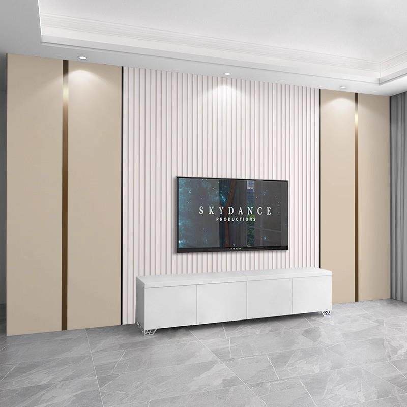 碳晶板电视背景墙竹木纤维集成墙板新款轻奢客厅沙发影视墙护墙板