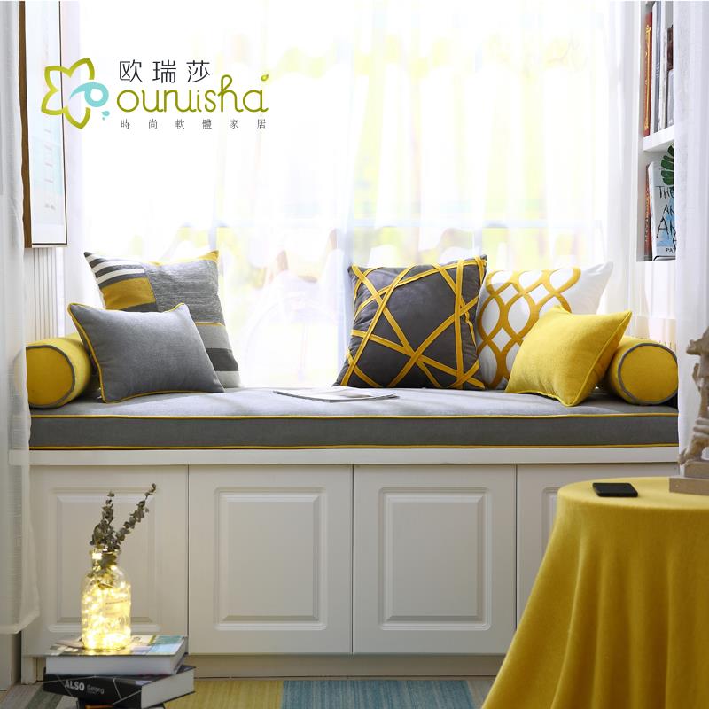 飘窗垫窗台垫榻榻米阳台四季通用北欧ins灰色高密度海绵垫可机洗