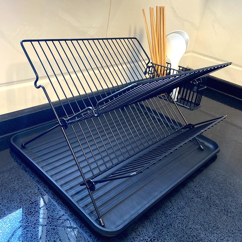 厨房X型折叠沥水架简约滤水置物架台面碗盘收纳架多功能放碗碟架