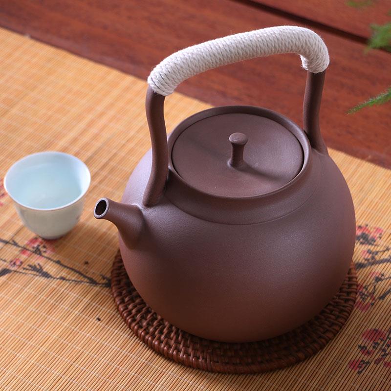 原矿纯手工陶壶提梁复古煮茶壶陶瓷煮茶器电陶炉耐高温紫砂烧水壶