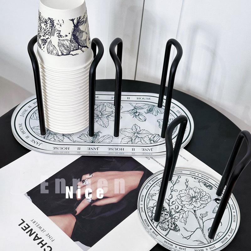 复古高级感水杯架纸杯咖啡杯收纳置物架客厅桌面一次性杯子取杯器