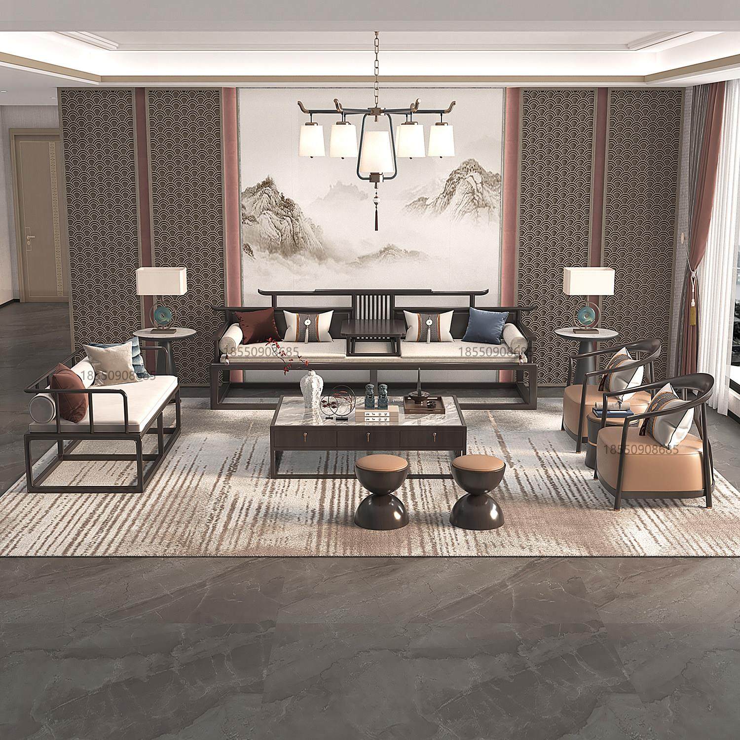 新中式实木沙发组合现代别墅样板房客厅罗汉床整装全屋家俱定制,住宅家具,实木沙发,淘宝优惠券,粉丝福利购,淘宝优惠卷