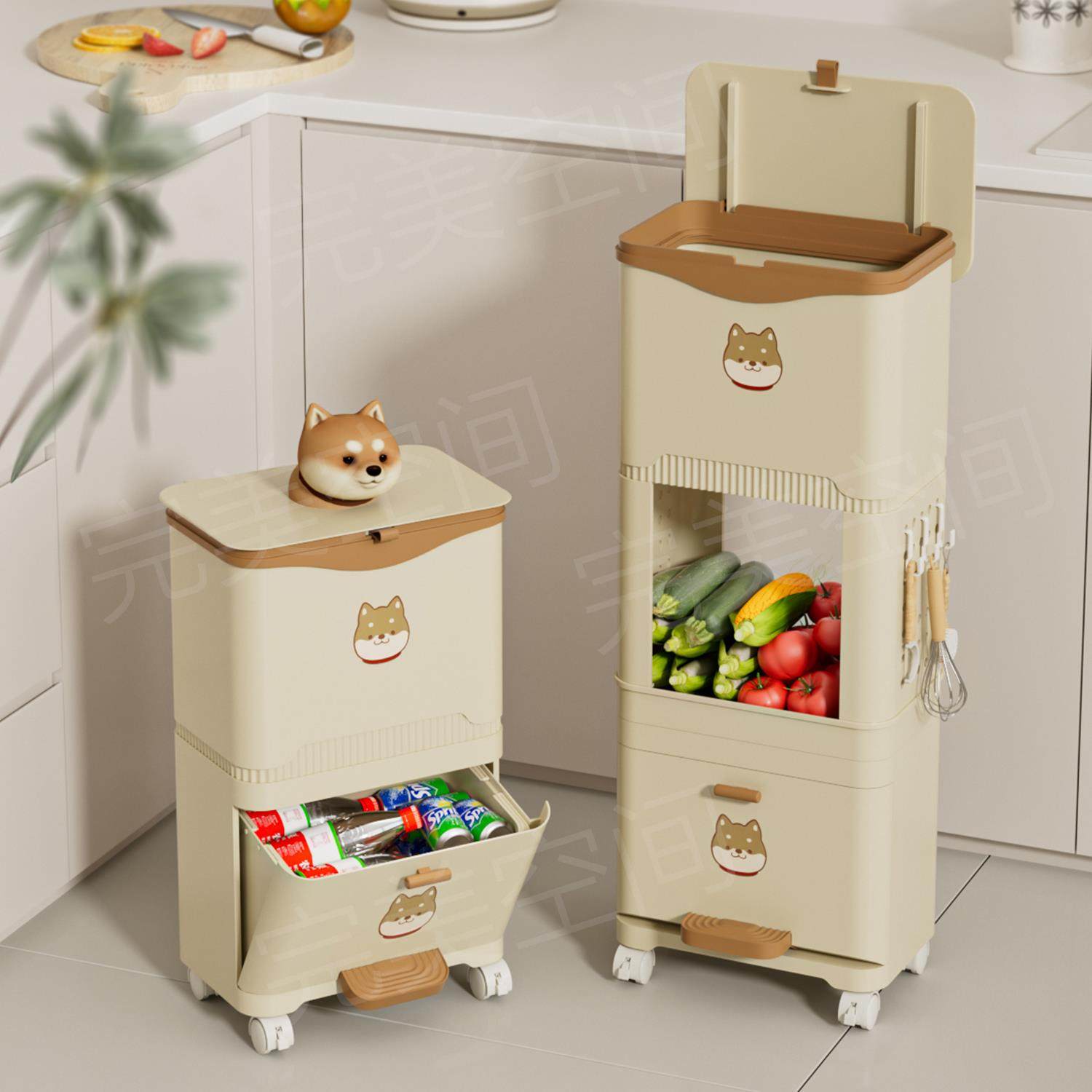 德国厨房垃圾桶2025新款可移动免弯腰加高专用大容量大号置物架缝