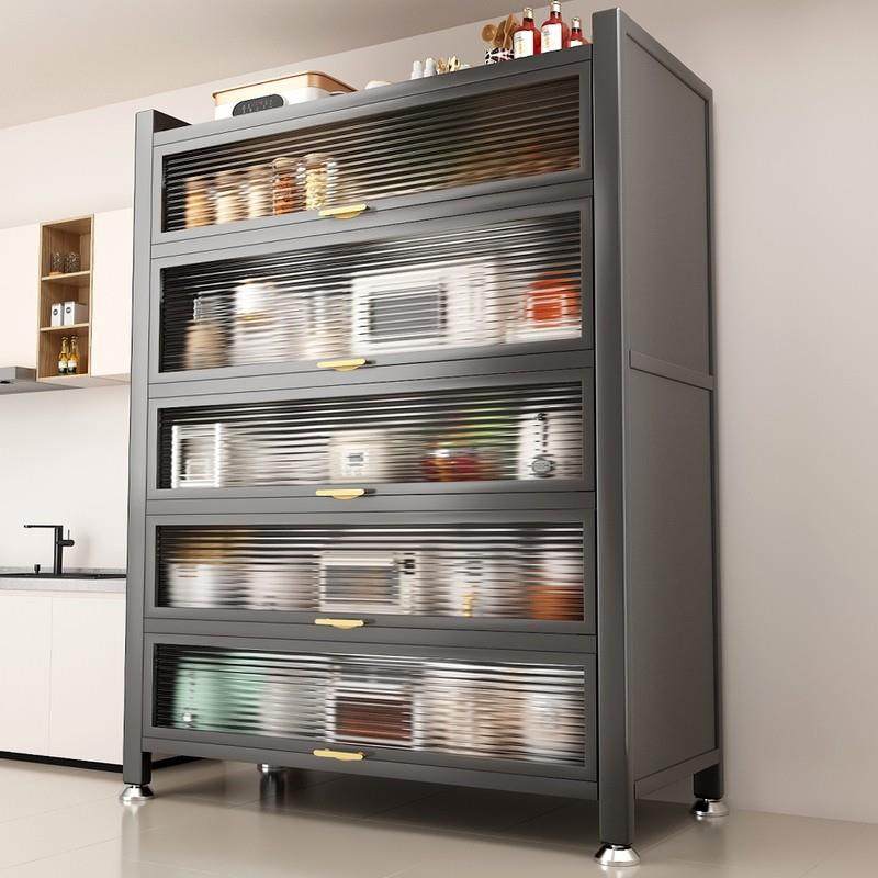 厨房置物架落地多层收纳柜子微波炉家用带门多功能整体橱柜防尘收,厨房/烹饪用具,厨房置物架/置物柜/角架,淘宝优惠券,粉丝福利购,淘宝优惠卷