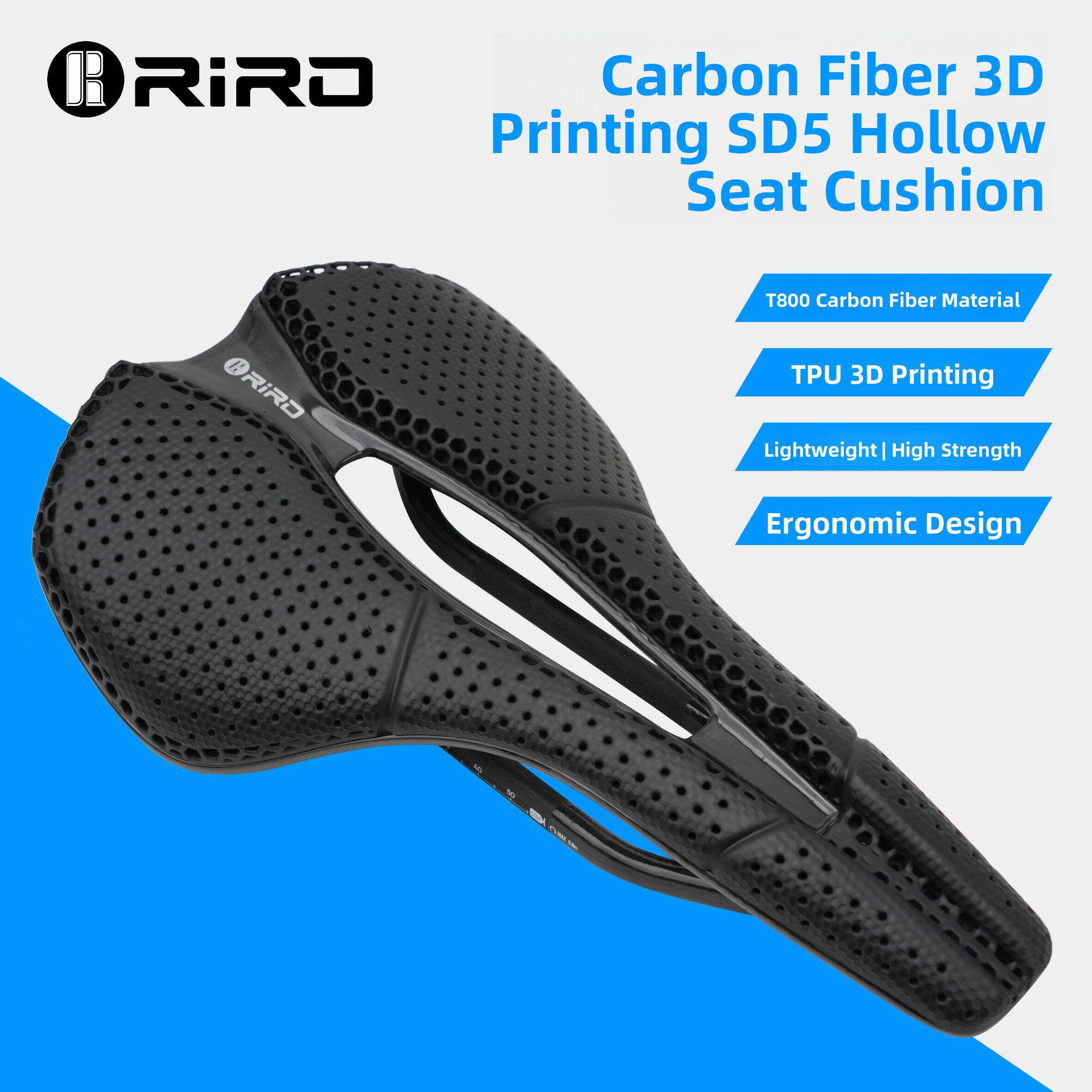 Riro公路自行车坐垫碳纤维3D打印轻型空心透气坐垫山地自行车比赛