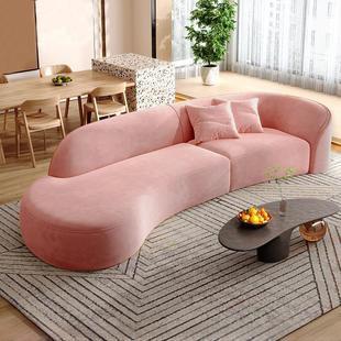 意式极简沙发弧形月亮沙发组合科技布艺沙发高端商场接待区沙发