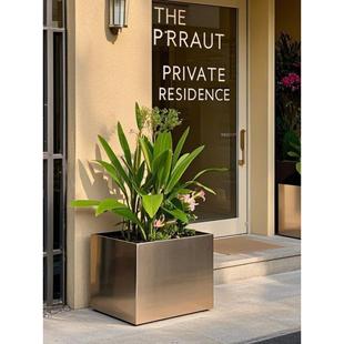 304不锈钢花箱定制户外造景花园庭院种植布置金属室外花槽组合盆