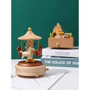 雕刻木制旋转木马音乐盒音乐盒生日圣诞礼物的想法女孩和闺蜜浪漫