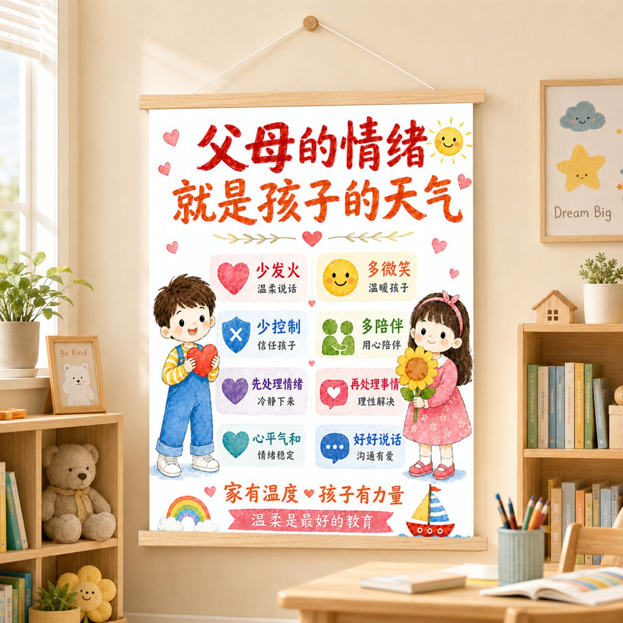 亲子关系情绪稳定治愈系装饰画
