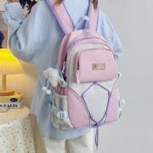 美式 可爱百搭背包高颜值大容量女学生书包双肩包 运动校园新款