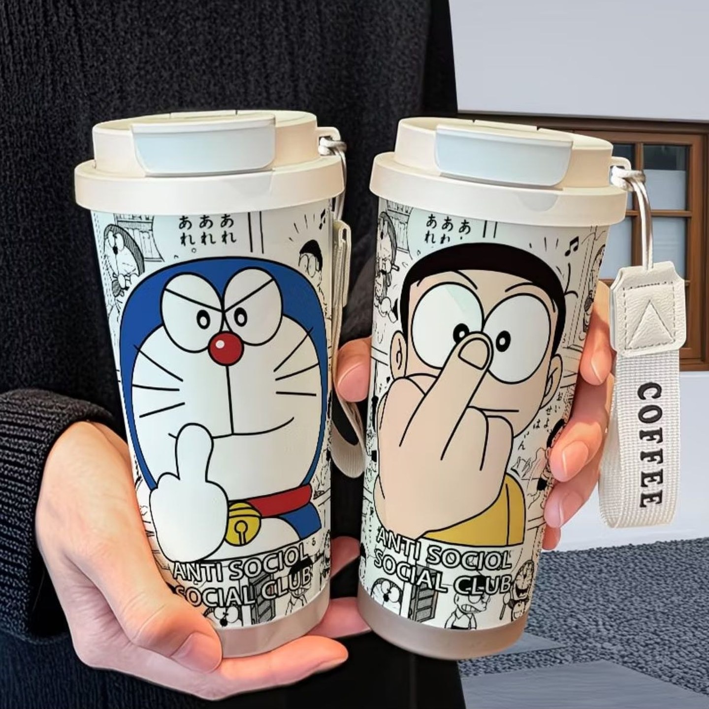 哆啦A梦搞怪卡通保温杯不