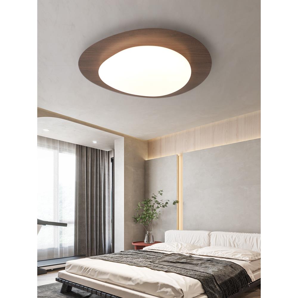 新中式原木纹色吸顶灯个性鹅卵石主卧灯具温馨浪漫卧室书房led灯