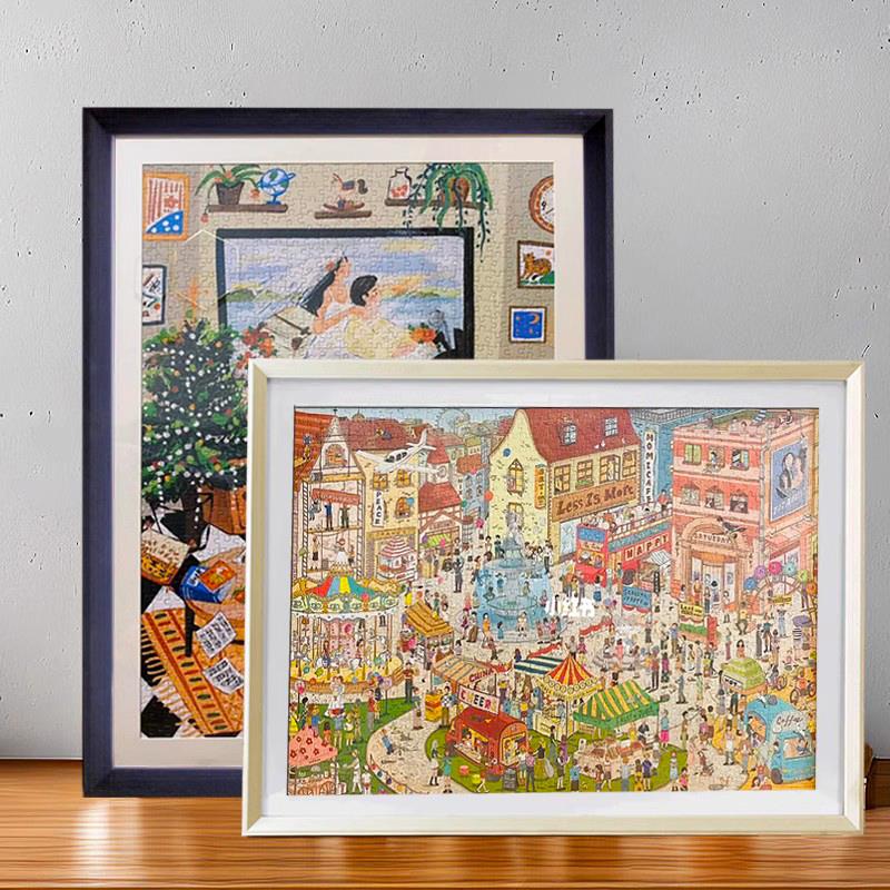 拼图框1000片70X50X75相框架一千500片2000片实木框画框拼图裱框