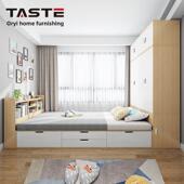 定制小公寓榻榻米床衣柜组合储物柜床多功能床柜集成1.2米储物床