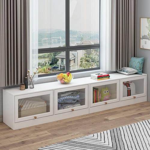 阳台飘窗柜杂物柜储物柜防晒防水收纳置物柜可坐地柜矮柜窗台柜子