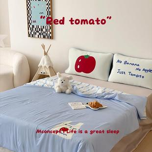 ins空调被可水洗 卡通可爱A类冰丝凉感夏凉被薄款 月光集 红番茄