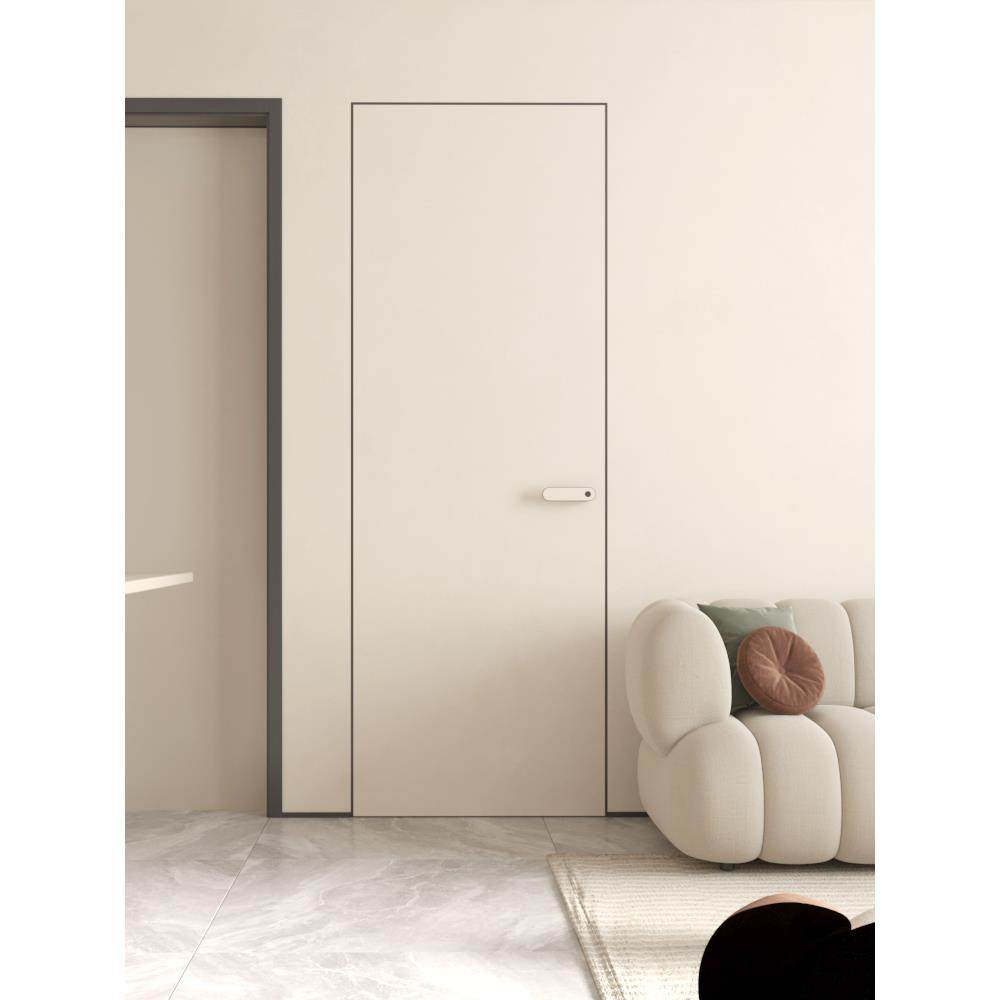 木音潮门极简铝木门无框门暗门卧室房门极窄实木门隐形门涂料门