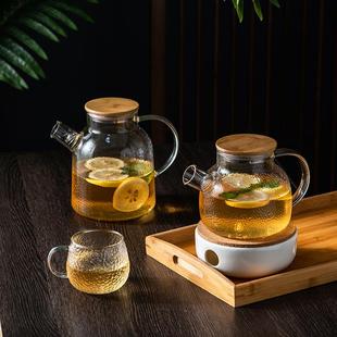 耐高温锤纹玻璃冷水壶泡茶壶杯子家用套装 古道品茗 凉白开煮茶壶
