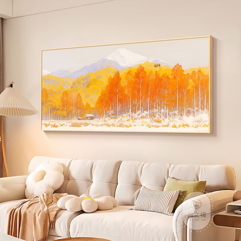 热销野地美树子日式原木风客厅装饰画小众艺术唯美风景沙发背景墙