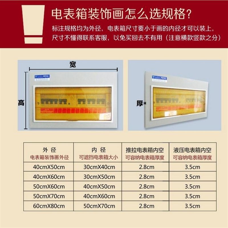 热销麋鹿美式电表箱装饰画免打孔可推拉欧式配电箱电源开关盒遮挡