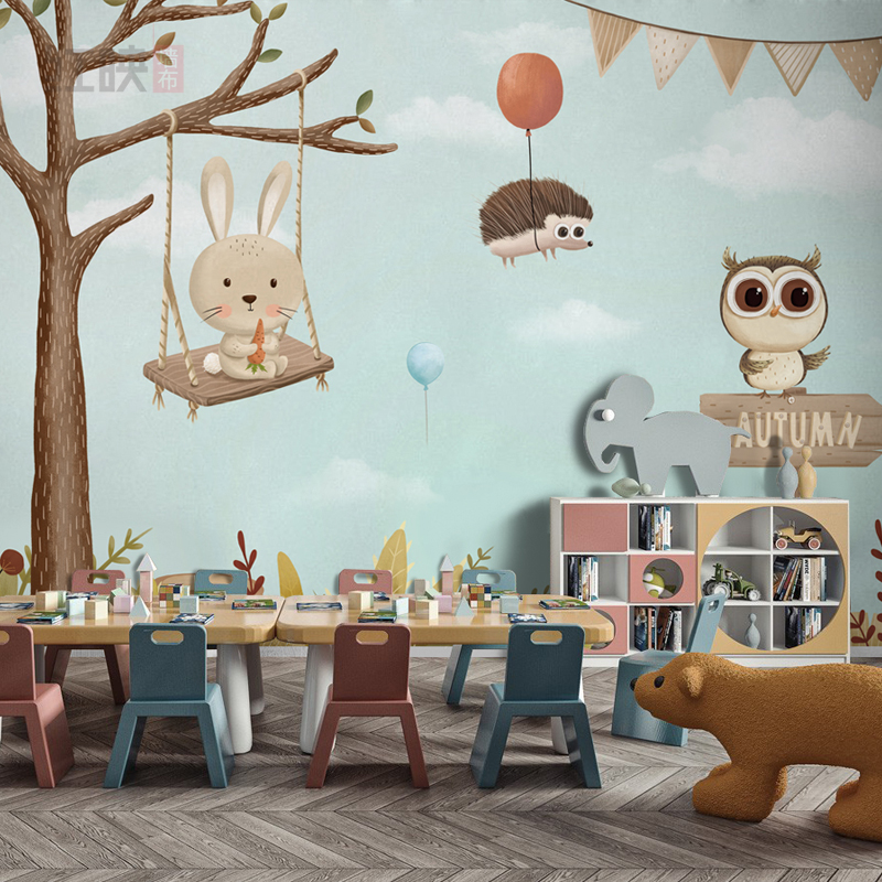 热销上海墙布儿童房男孩女孩卡通壁纸幼儿园墙纸壁布背景墙定制壁