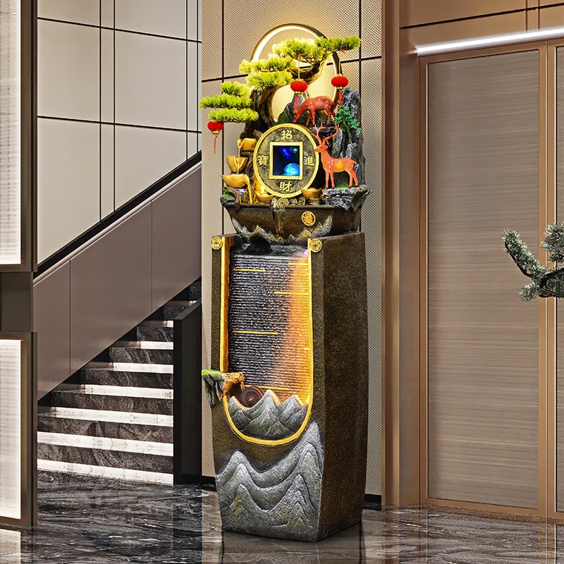 热销客厅招财假山流水落地装饰摆件循环水景观喷泉鱼缸玄关隔断水