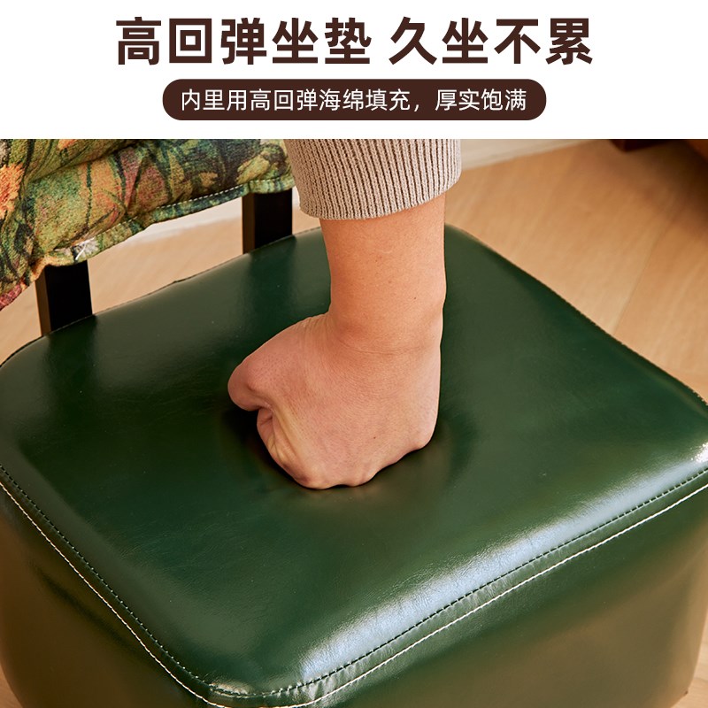 热销实木凳子家用靠背小椅子移动沙发凳软包换鞋凳万向轮板凳家用
