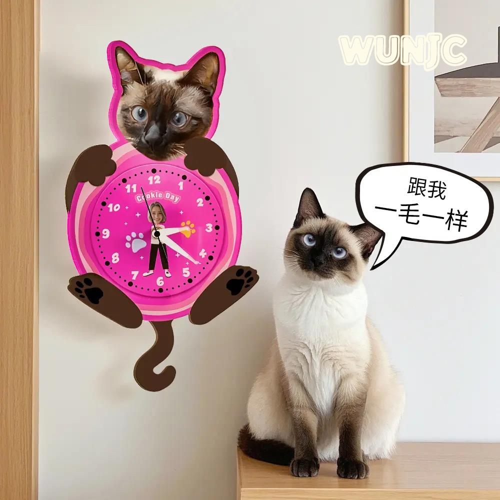 WUNJC宠物定制周边时钟挂钟表原创设计猫咪狗狗可爱摆件创意礼物