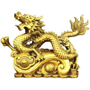 黄铜如意龙摆件招才五爪青龙生肖金龙形工艺品客厅装饰办公室大号