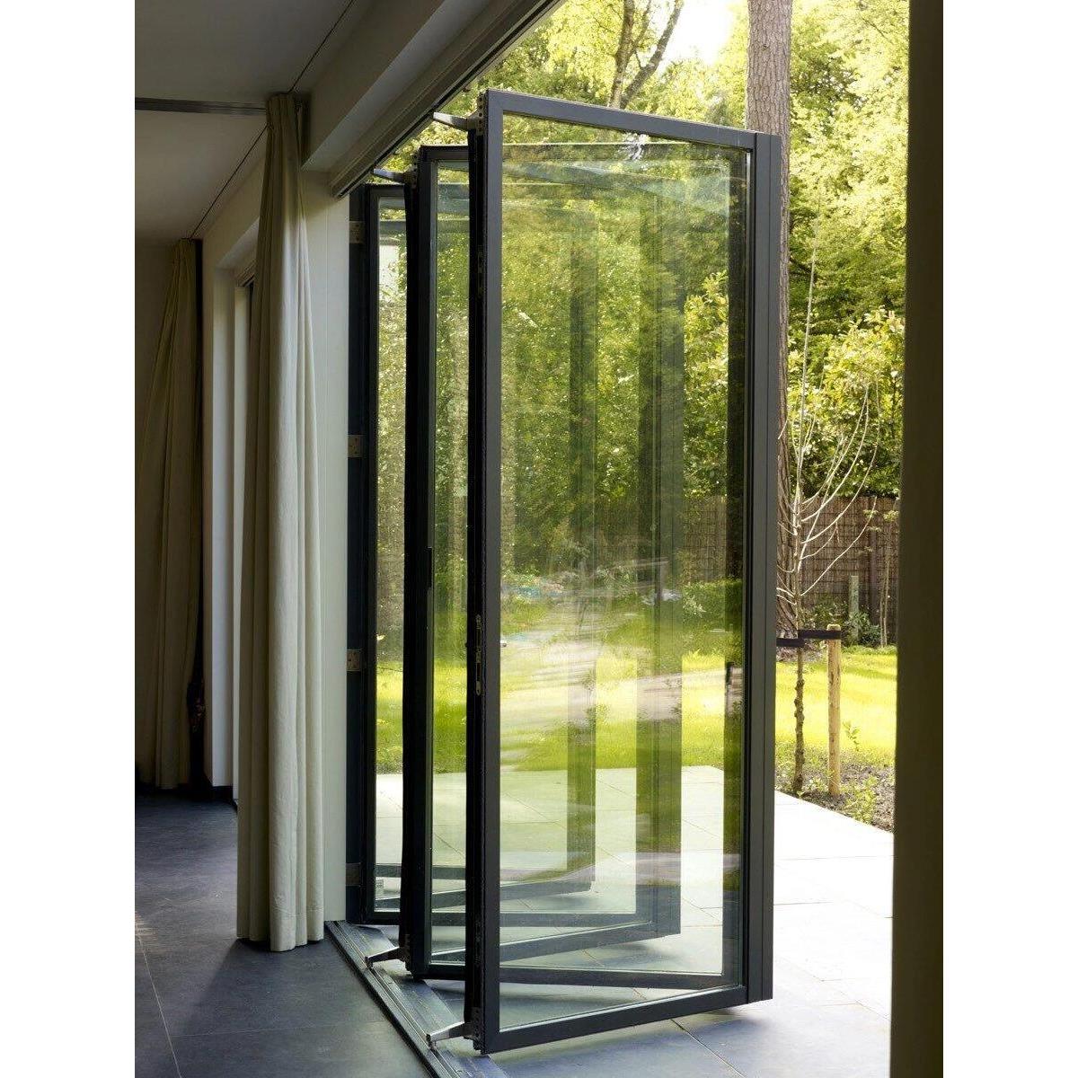 铝合金重型折叠门定制洗车房商店门地板无轨客厅钢化玻璃推拉门商