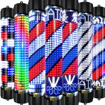 美发转灯理发店LED电子加亮发廊户外复古简半圆挂墙防水灯箱厂家