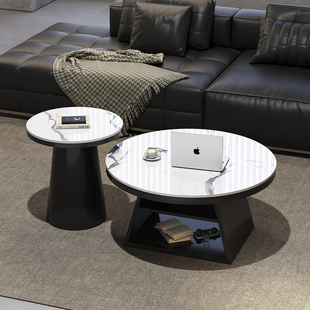 岩板茶几客厅家用2026新款高端茶台小户型奶油风个性创意圆形茶桌