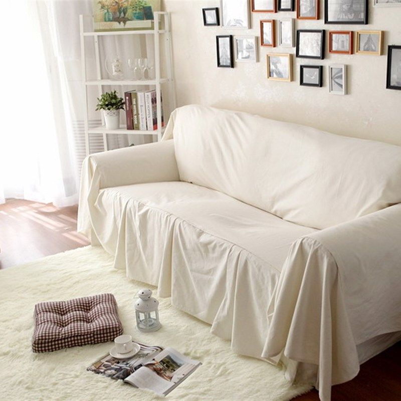 北欧现代简约纯棉帆布白色全盖四季全包沙发巾盖布料防尘布艺定制,居家布艺,沙发套,淘宝优惠券,粉丝福利购,淘宝优惠卷