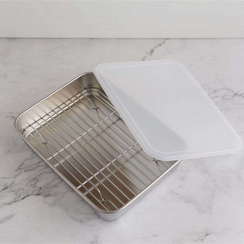 不锈钢304平底深型烘焙烤盘网架带盖保鲜盒方盘蒸饭烤鱼托盘备菜,餐饮具,盘,淘宝优惠券,粉丝福利购,淘宝优惠卷